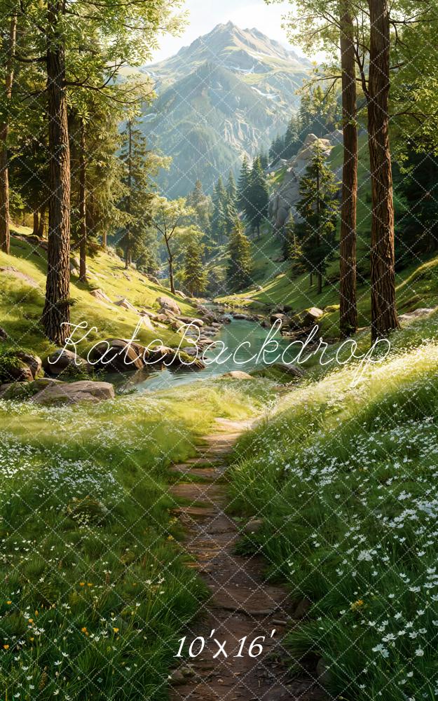 Kate Sweep Forest Mountain Path River Backdrop Designed by Emetselch