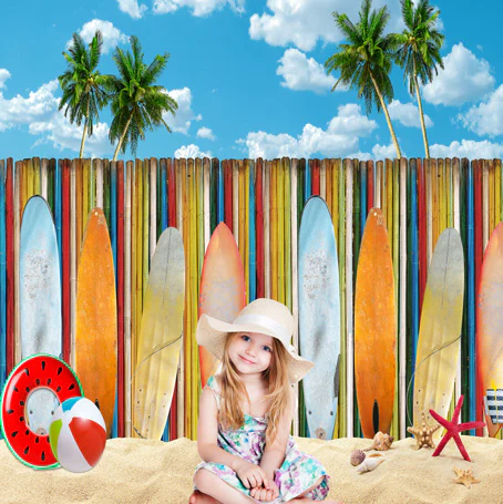 Kate Summer Beach Surfboard Backdrop for Photography - Image 6