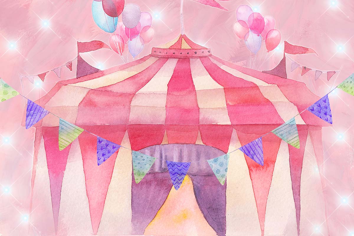 Kate Cake Smash Pink Circus Backdrop Designed by GQ - Image 2