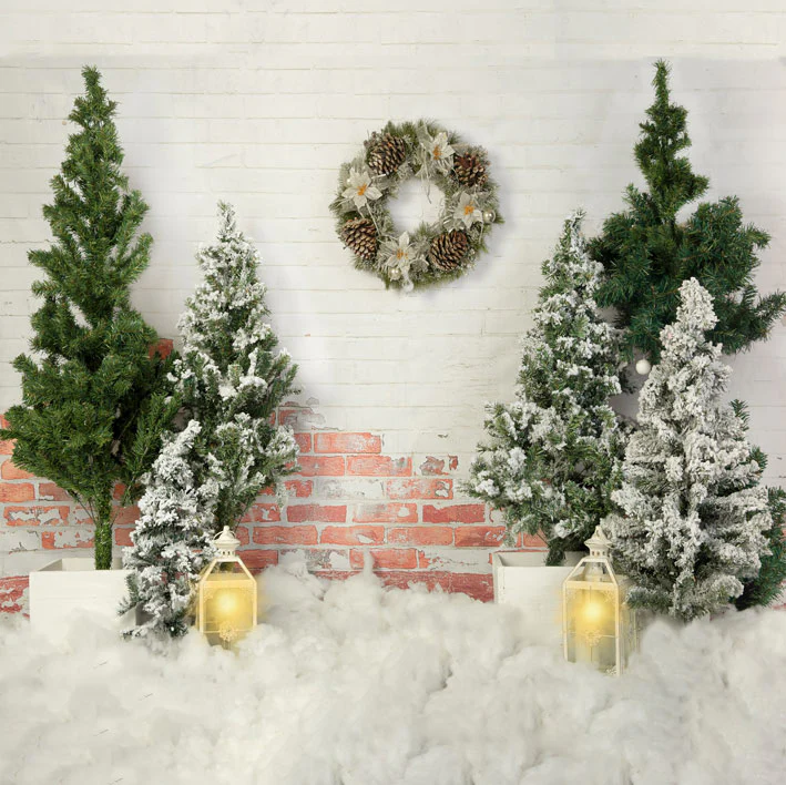 Kate Christmas Tree Backdrop Lights Brick Wall Designed by Emetselch - Image 5