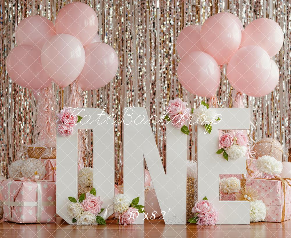 Kate 1st Birthday Cake Smash Balloons Backdrop Designed by Emstselch - Image 6