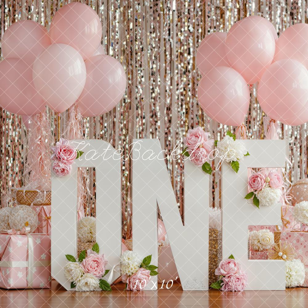 Kate 1st Birthday Cake Smash Balloons Backdrop Designed by Emstselch - Image 7