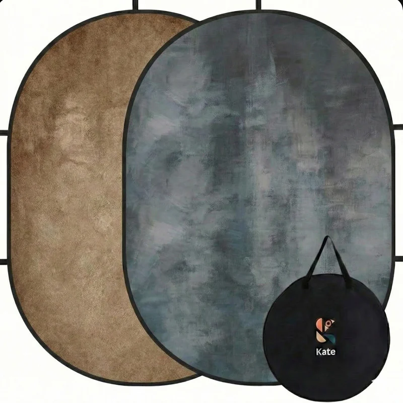 Kate Abstract Brown Texture/Abstract Gray Mixed Green Collapsible Backdrop Photography 5X6.5ft(1.5x2m)