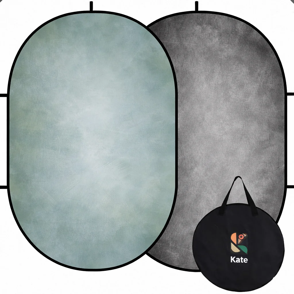 Kate Abstract Gray Green/Abstract Gray Collapsible Backdrop Photography 5X6.5ft(1.5x2m)