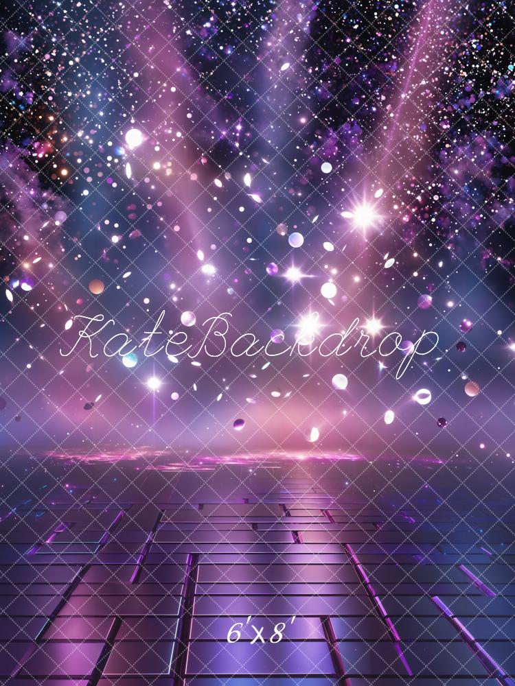 Kate Abstract Sparkle Light Rays Purple Fleece Backdrop Designed by Chain Photography