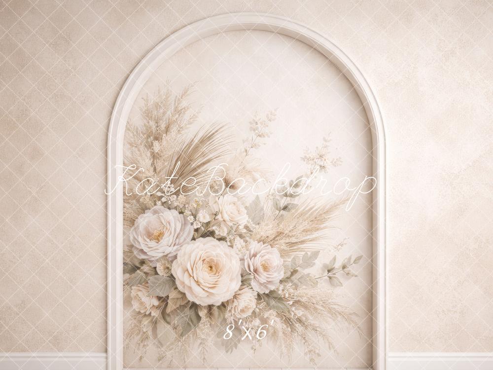 Kate Arch Beige Floral Fleece Backdrop Designed by Megan Leigh Photography