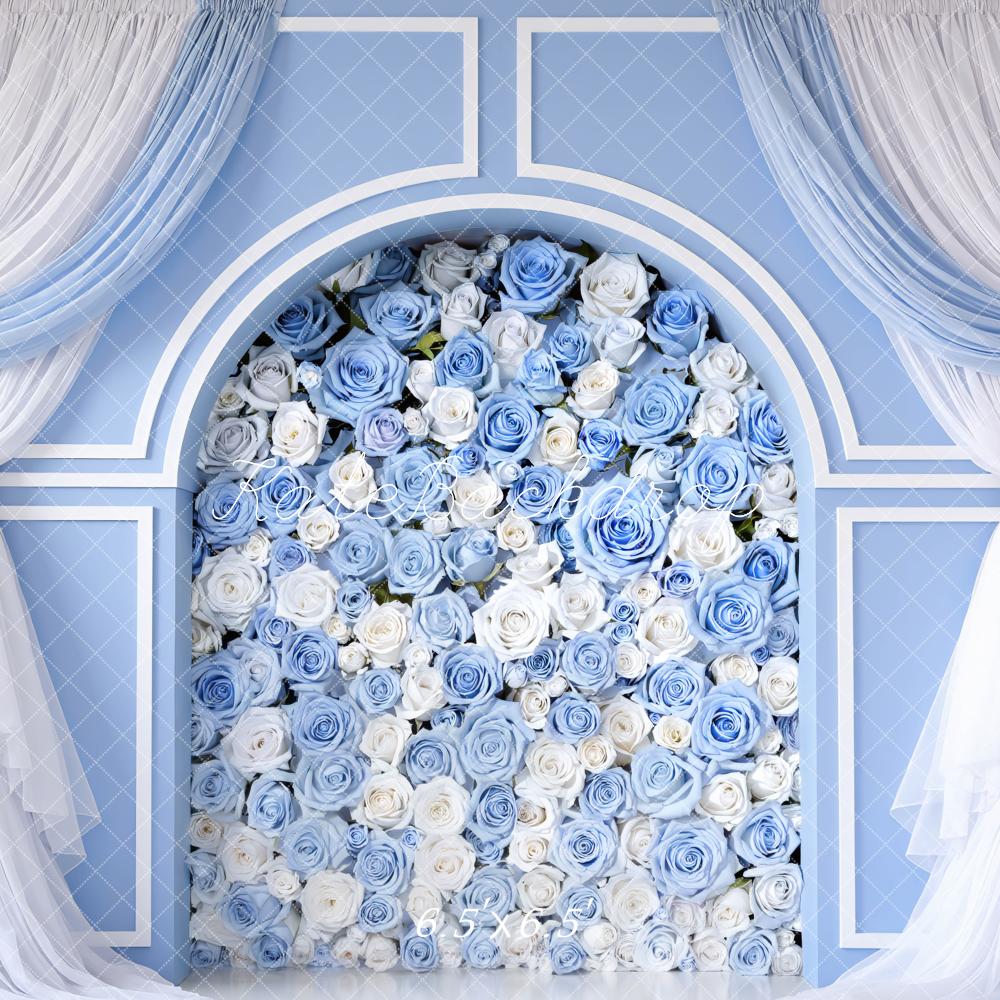 Kate Arch Blue Roses Curtains Backdrop Designed by Mini MakeBelieve - Image 2