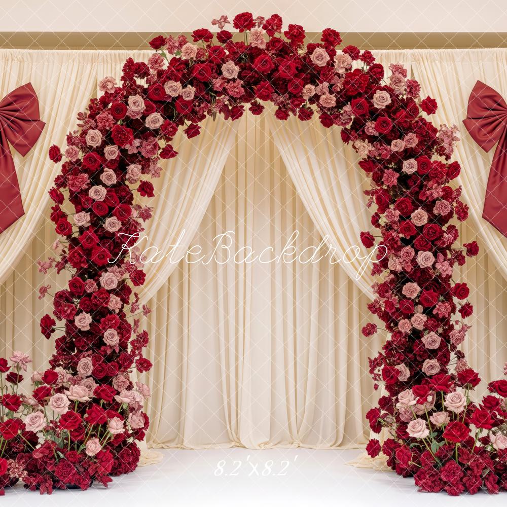 Kate Red Roses Arch Cream Drapes Backdrop Designed by Patty Robert - Image 5