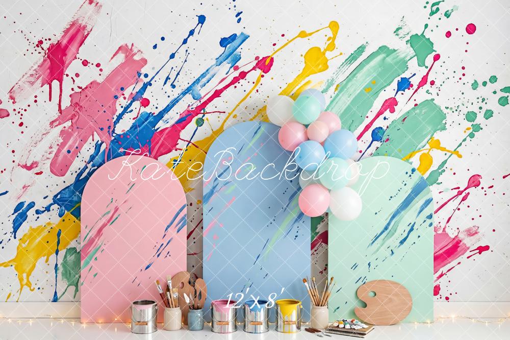 Kate Art Paint Splashes Brushes Palette Fleece Backdrop Designed by Patty Robert - Image 4