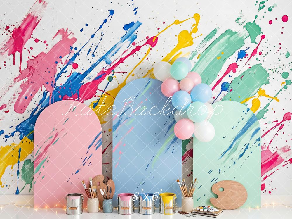 Kate Art Studio Paint Splatter Pastel Arches Backdrop Designed by Patty Robert - Image 3