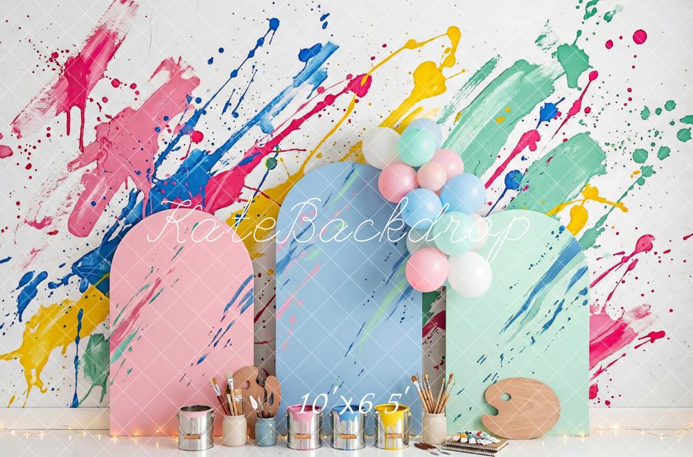 Kate Art Studio Paint Splatter Pastel Arches Backdrop Designed by Patty Robert - Image 4