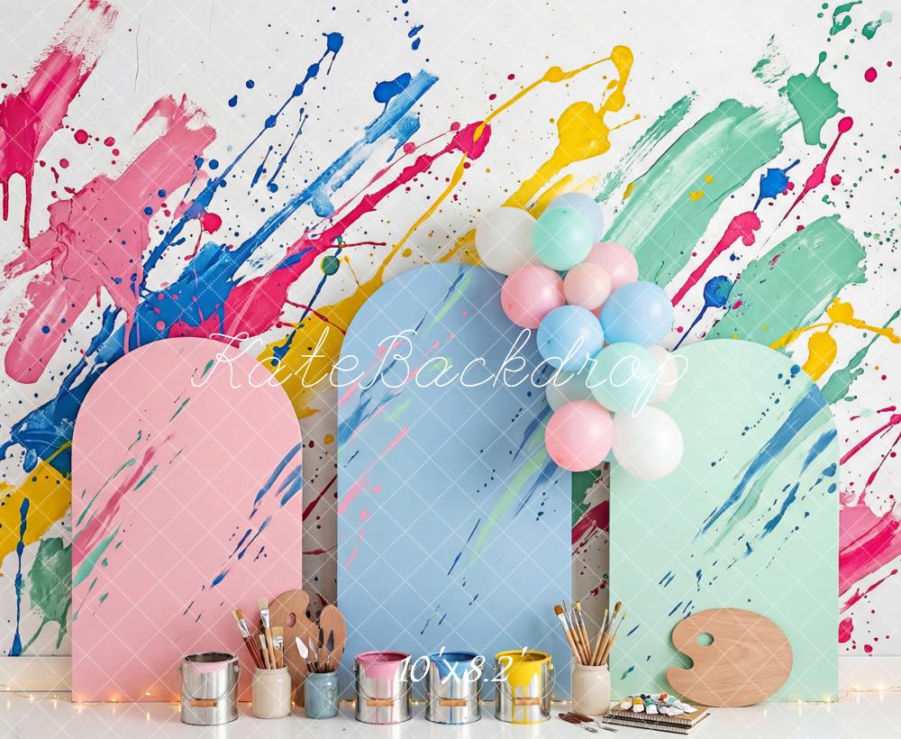 Kate Art Studio Paint Splatter Pastel Arches Backdrop Designed by Patty Robert - Image 6