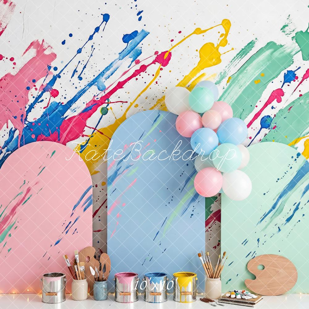 Kate Art Studio Paint Splatter Pastel Arches Backdrop Designed by Patty Robert - Image 7