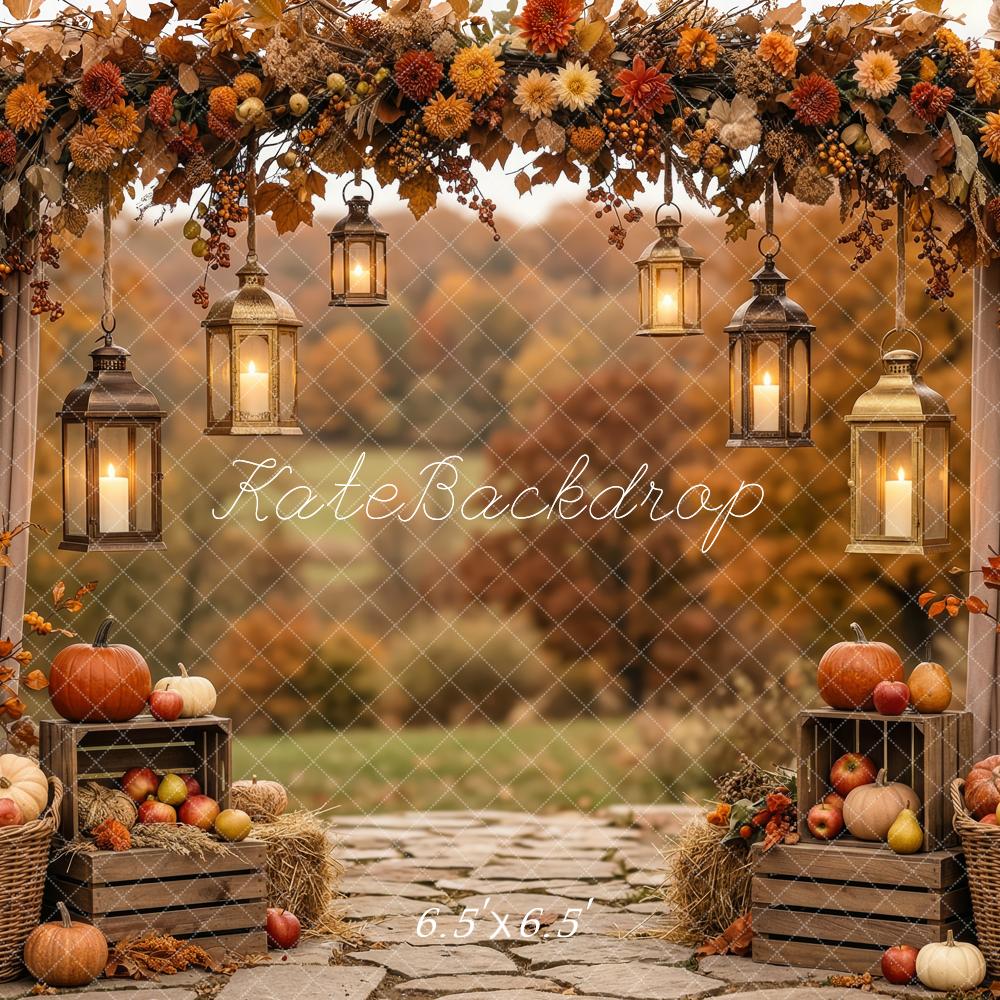 Kate Autumn Arch Pumpkins Lanterns Crates Backdrop Designed by Patty Robert - Image 2