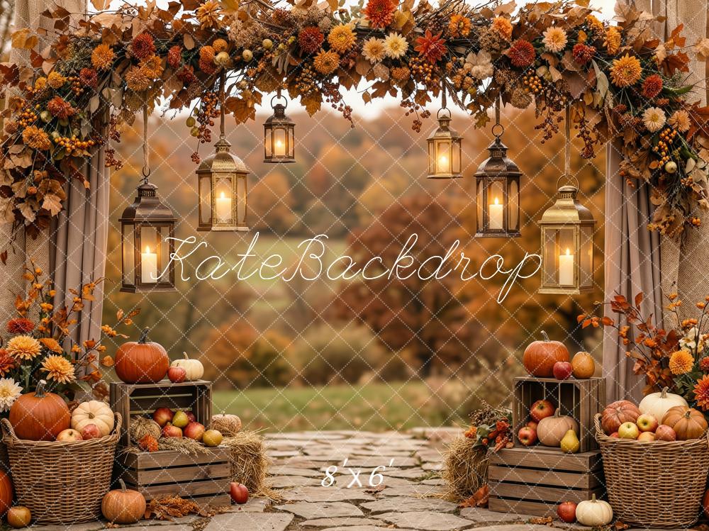 Kate Autumn Arch Pumpkins Lanterns Crates Backdrop Designed by Patty Robert - Image 3