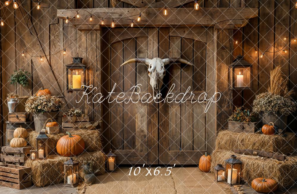 Kate Autumn Barn Pumpkins Hay Backdrop Designed by Emetselch - Image 4