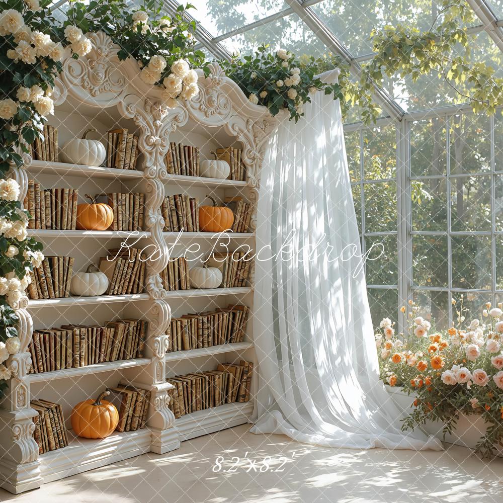 Kate Autumn Bookshelf Pumpkins Backdrop Designed by Mini MakeBelieve - Image 5