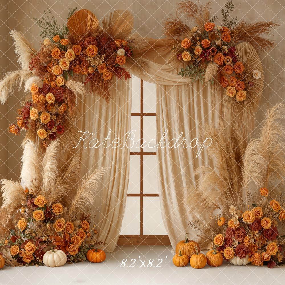 Kate Autumn Garland Pampas Pumpkins Backdrop Designed by Emetselch - Image 5