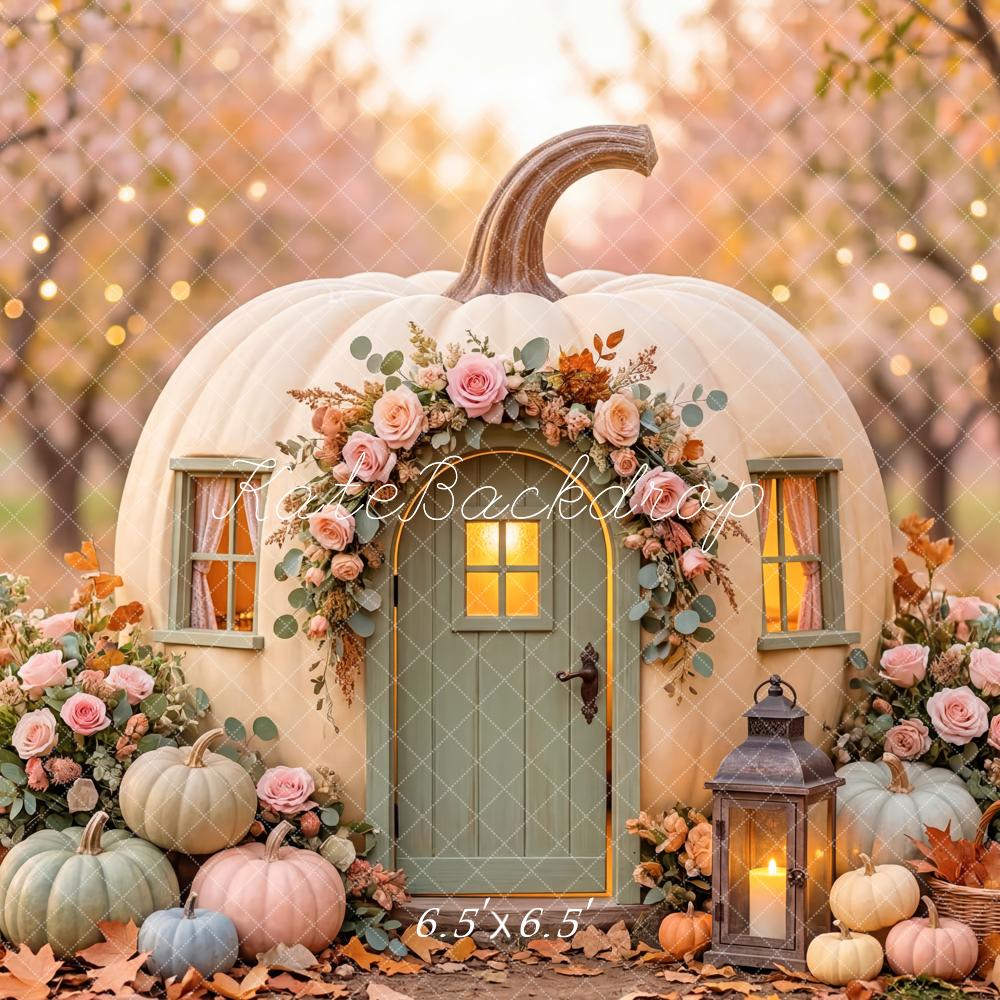 Kate Autumn Pumpkin House Flowers Lantern Backdrop Designed by Patty Robert - Image 2