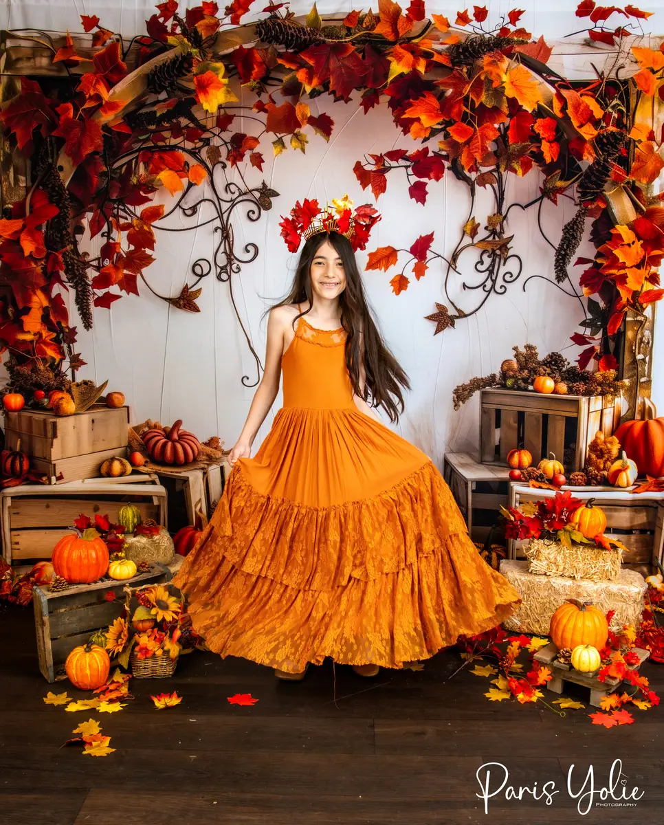 Kate Autumn Pumpkin Maple Leaf Wooden Arch Backdrop Designed by Patty Robert
