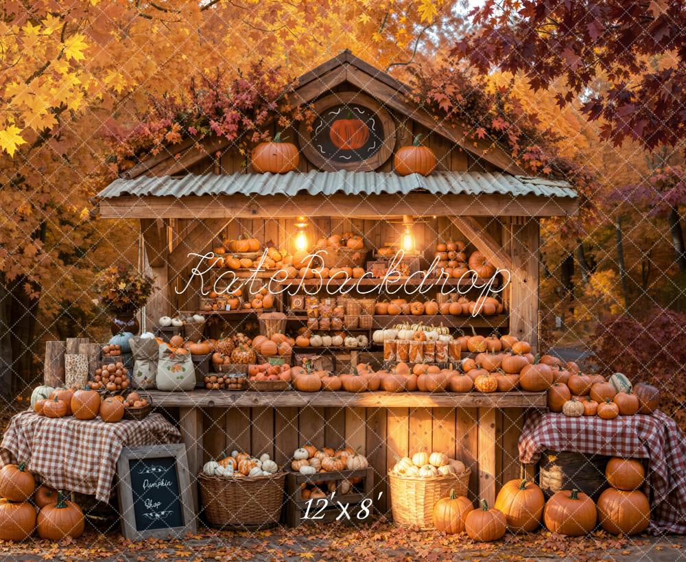 Kate Autumn Pumpkin Stand Rustic Market Backdrop Designed by Emetselch - Image 8