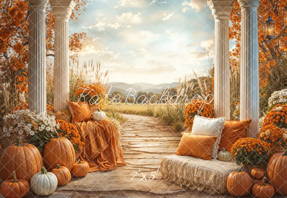 Kate Autumn Pumpkins Columns Pathway Backdrop Designed by Emetselch