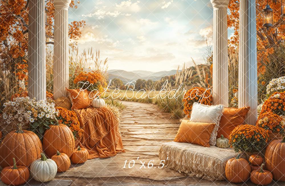 Kate Autumn Pumpkins Columns Pathway Backdrop Designed by Emetselch - Image 4