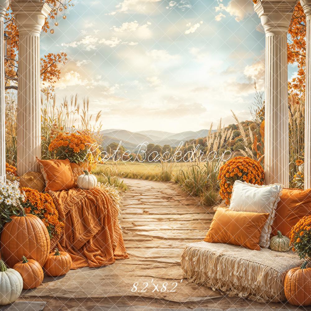 Kate Autumn Pumpkins Columns Pathway Backdrop Designed by Emetselch - Image 5
