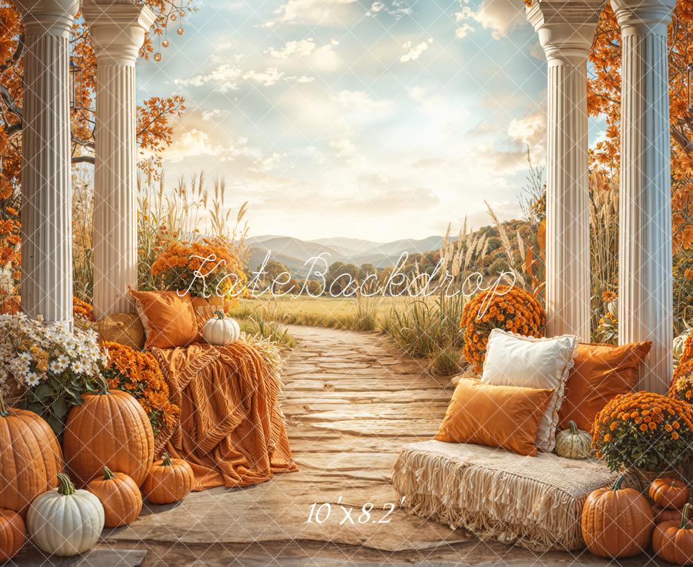 Kate Autumn Pumpkins Columns Pathway Backdrop Designed by Emetselch - Image 6