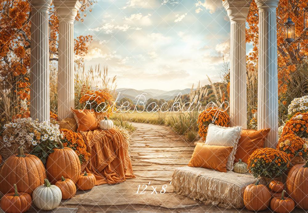 Kate Autumn Pumpkins Columns Pathway Backdrop Designed by Emetselch - Image 8