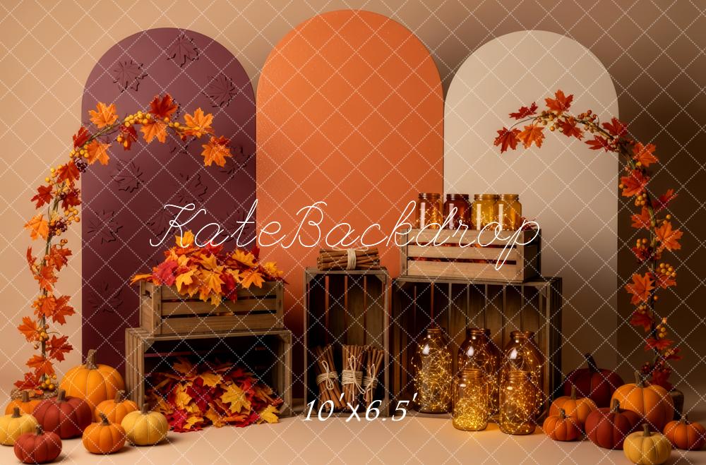 Kate Autumn Pumpkins Leaves Crates Backdrop Designed by Patty Robert - Image 4