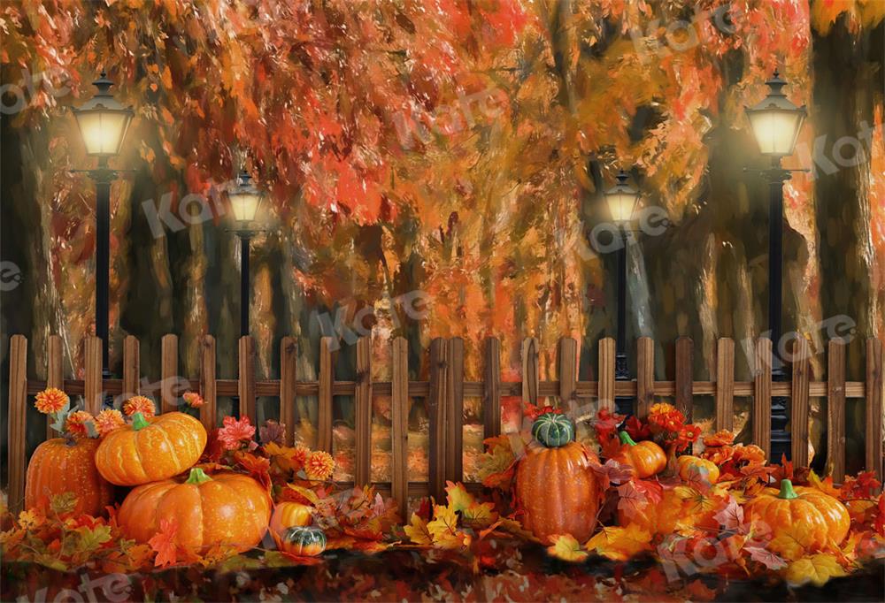 Kate Autumn Pumpkins Tree Oil painting Backdrop for Photography
