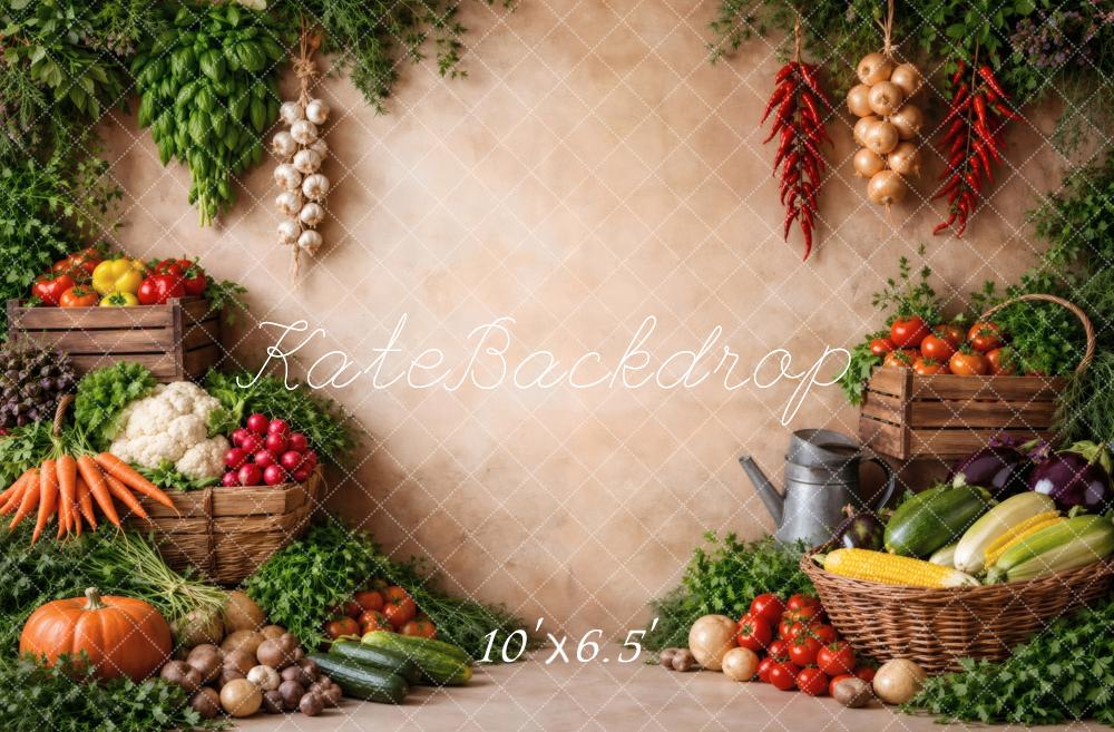 Kate Autumn Vegetables Baskets Rustic Fleece Backdrop Designed by Vertigo Productions - Image 2