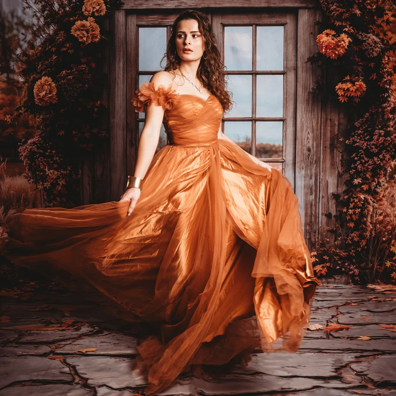 Kate Autumn Vintage Wooden Door Backdrop+Gray Cobblestone Road Floor Backdrop