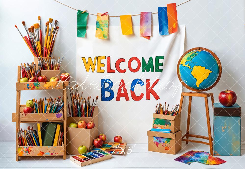 Kate Back to School Art Paintbrushes Backdrop Designed by Emetselch