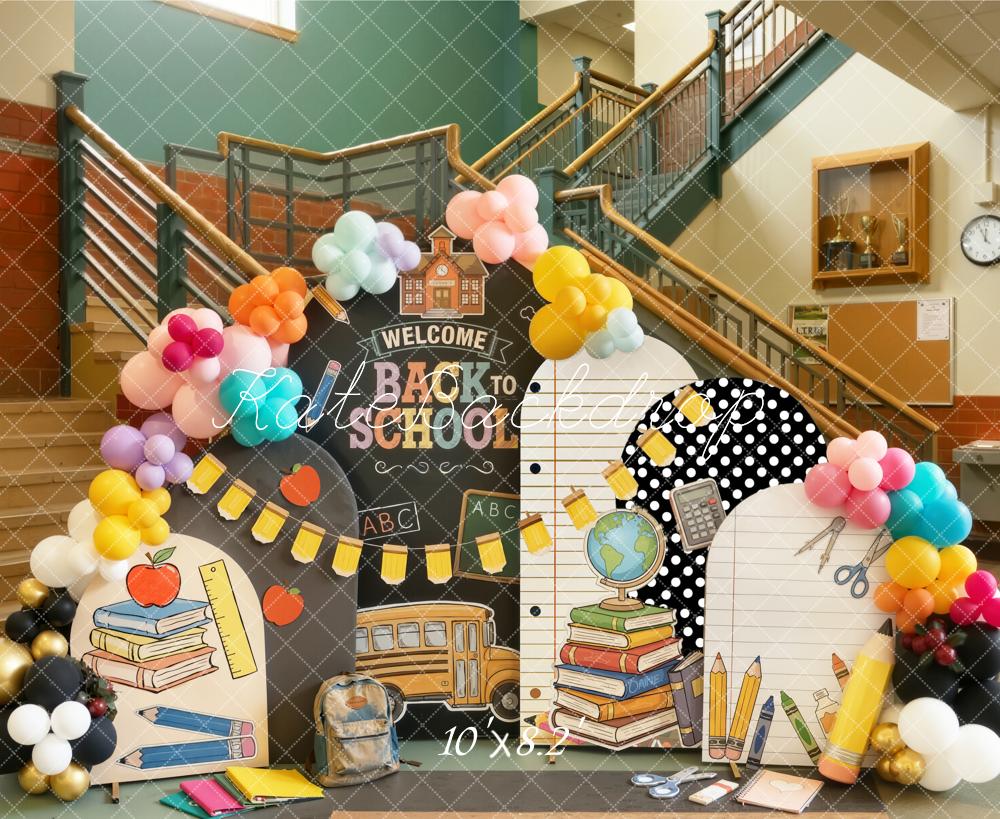 Kate Back To School Blackboard Books Balloons Backdrop Designed by Emetselch - Image 5