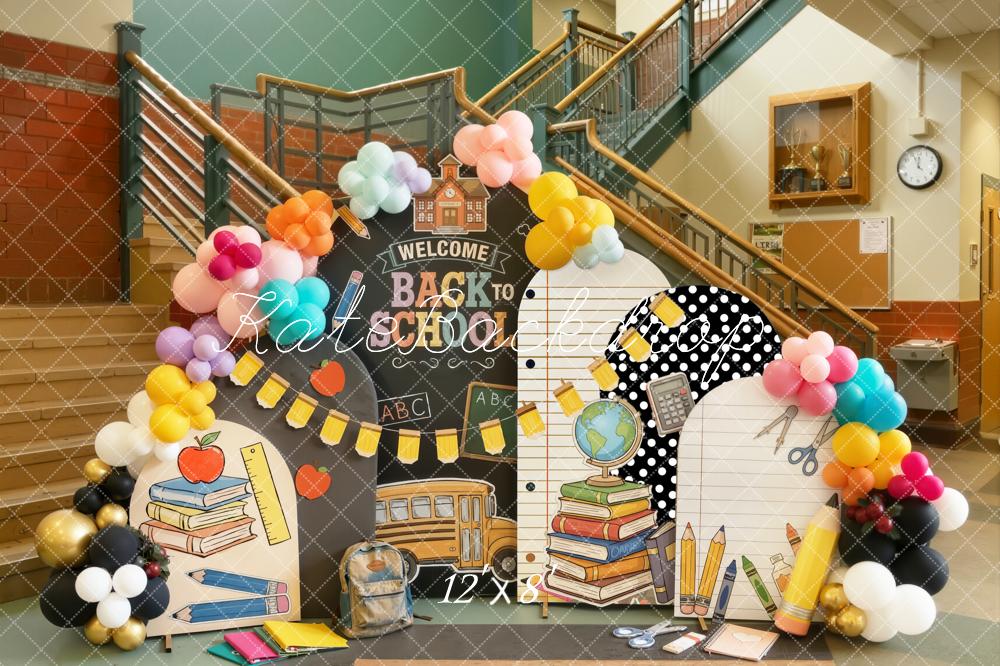 Kate Back To School Blackboard Books Balloons Backdrop Designed by Emetselch - Image 6