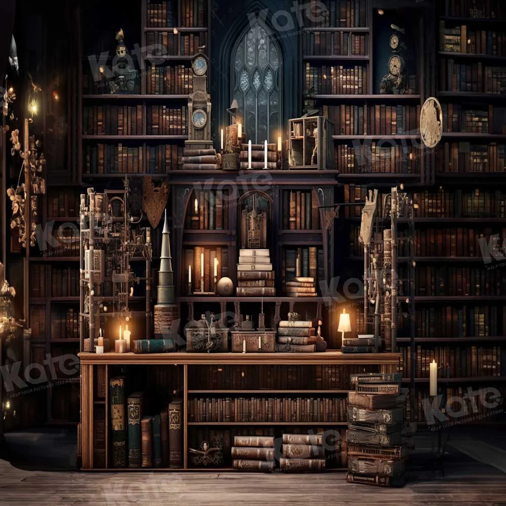Kate Back to School Bookshelf Magic World Backdrop Designed by Chain Photography - Image 2