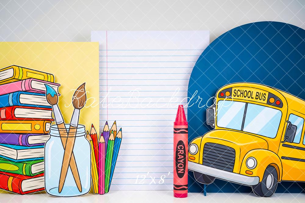 Kate Back To School Bus Books Art Supplies Backdrop Designed by Patty Robert - Image 8