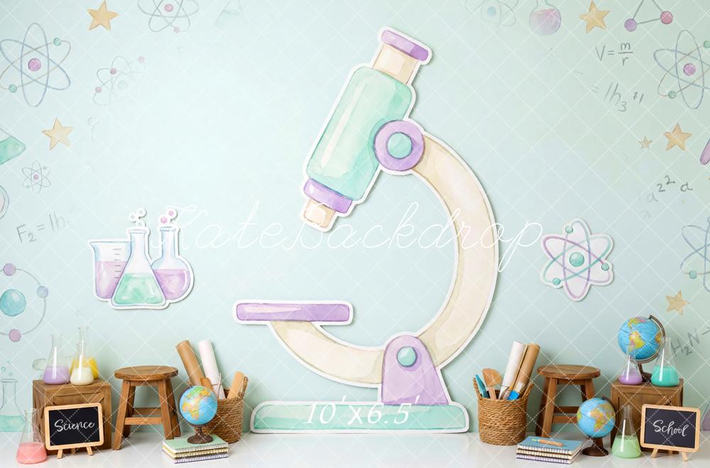 Kate Back To School Microscope Lab Supplies Pastel Fleece Backdrop Designed by Patty Robert - Image 2