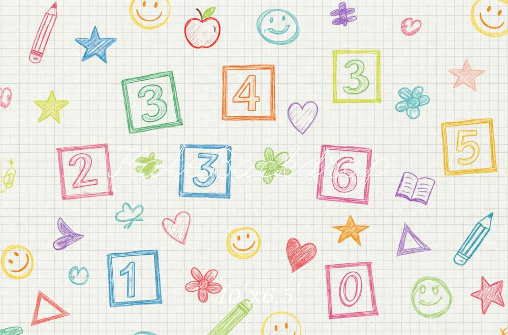 Kate Back To School Numbers Sketch Pattern Fleece Backdrop Designed by Patty Robert - Image 2