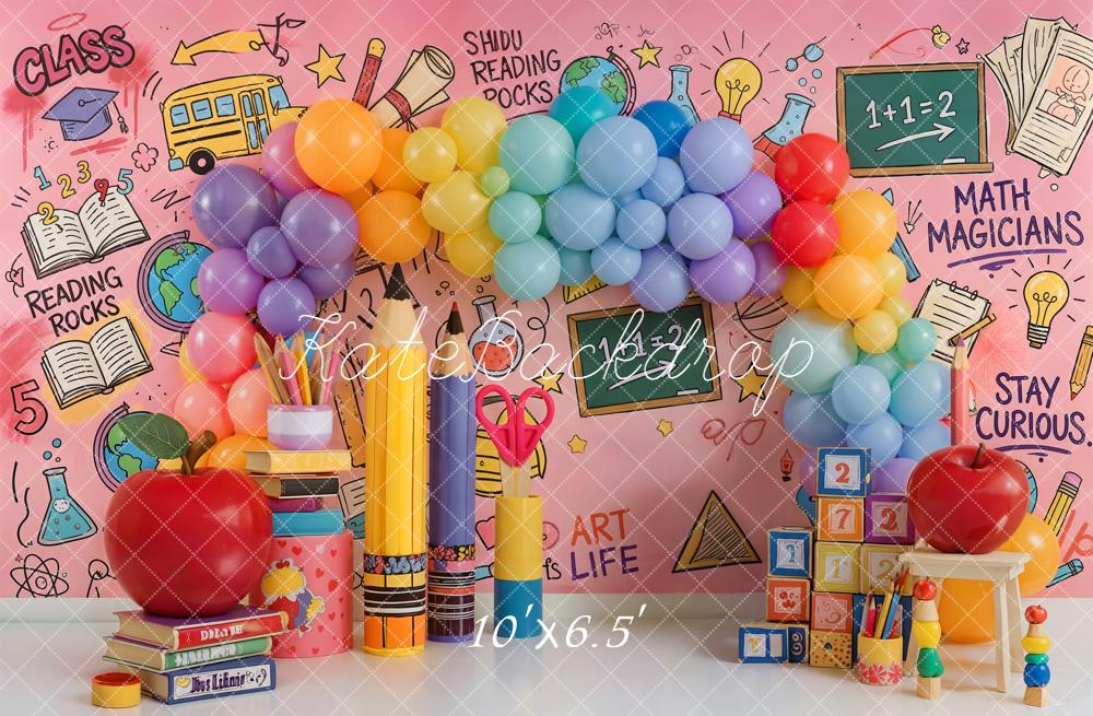 Kate Back to School Rainbow Balloons Classroom Backdrop Designed by Emetselch - Image 7