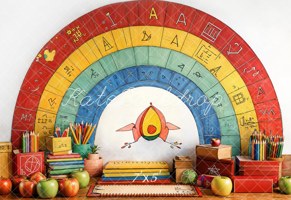 Kate Back to School Rainbow Pencils Backdrop Designed by Emetselch