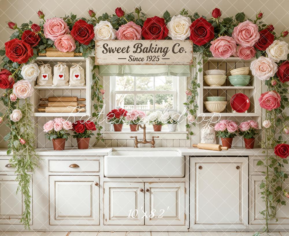 Kate Baking Kitchen Rose Garland Vintage Backdrop Designed by Emstselch - Image 6