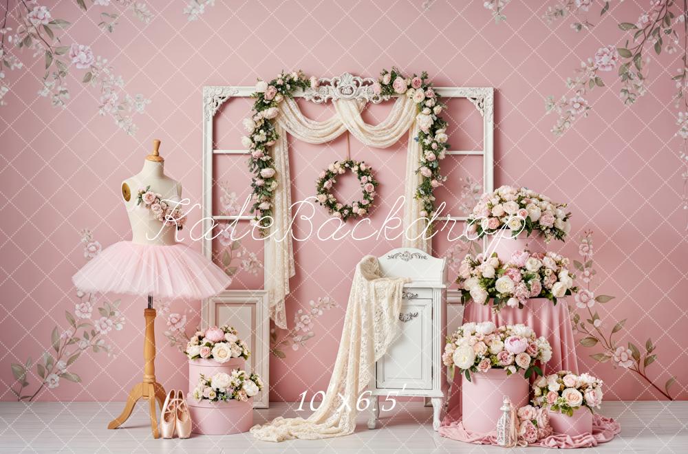 Kate Ballet Pink Floral Mannequin Fleece Backdrop Designed by Patty Robert - Image 2
