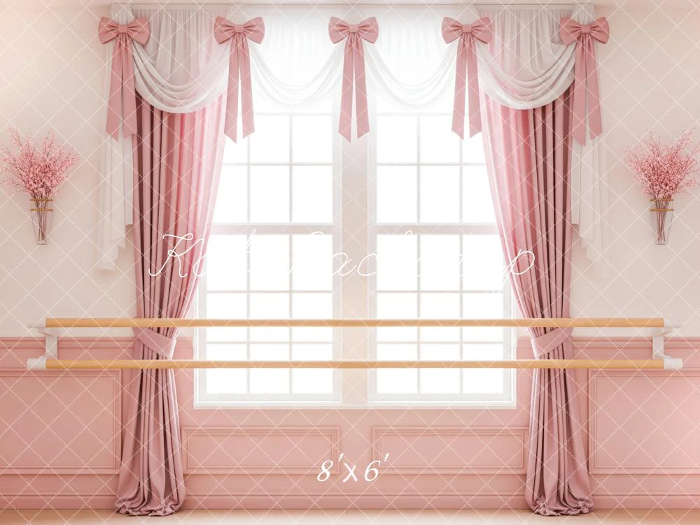 Kate Ballet Studio Pink Window Barre Fleece Backdrop Designed by Patty Robert