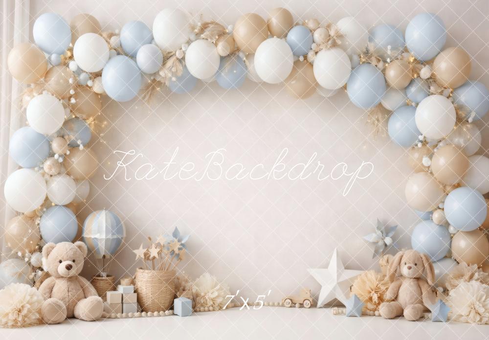 Kate Balloon Arch Teddy Bear Beige Backdrop Designed by Vertigo Productions