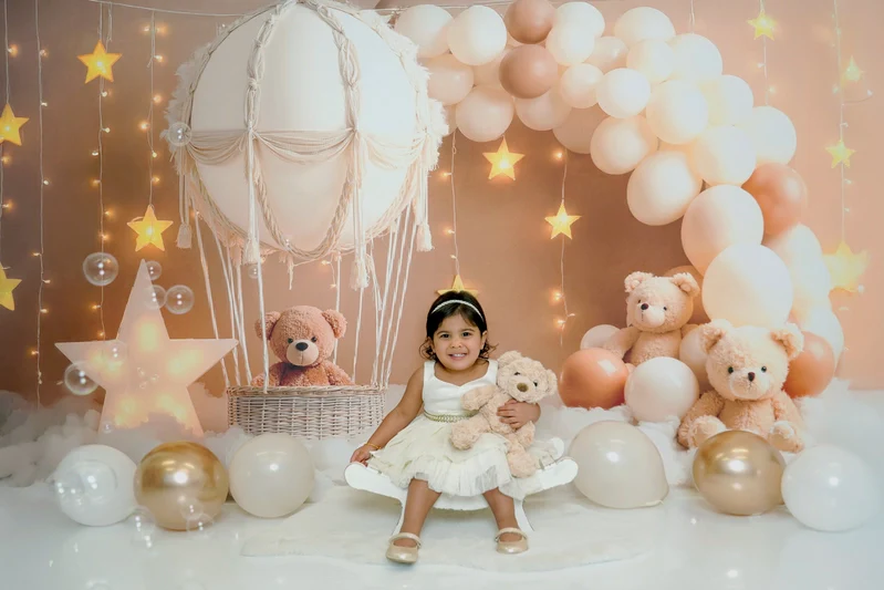 Kate Cake Smash Teddy Bears Star Lights Balloons Backdrop Designed by Emetselch