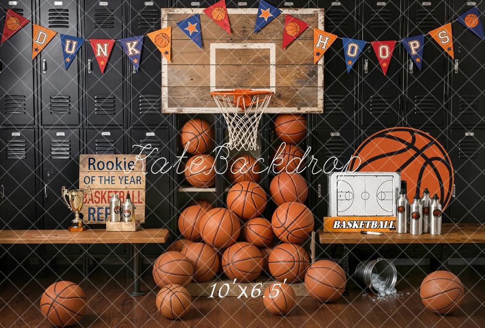 Kate Basketball Locker Hoop Locker Room Fleece Backdrop Designed by Emstselch - Image 2