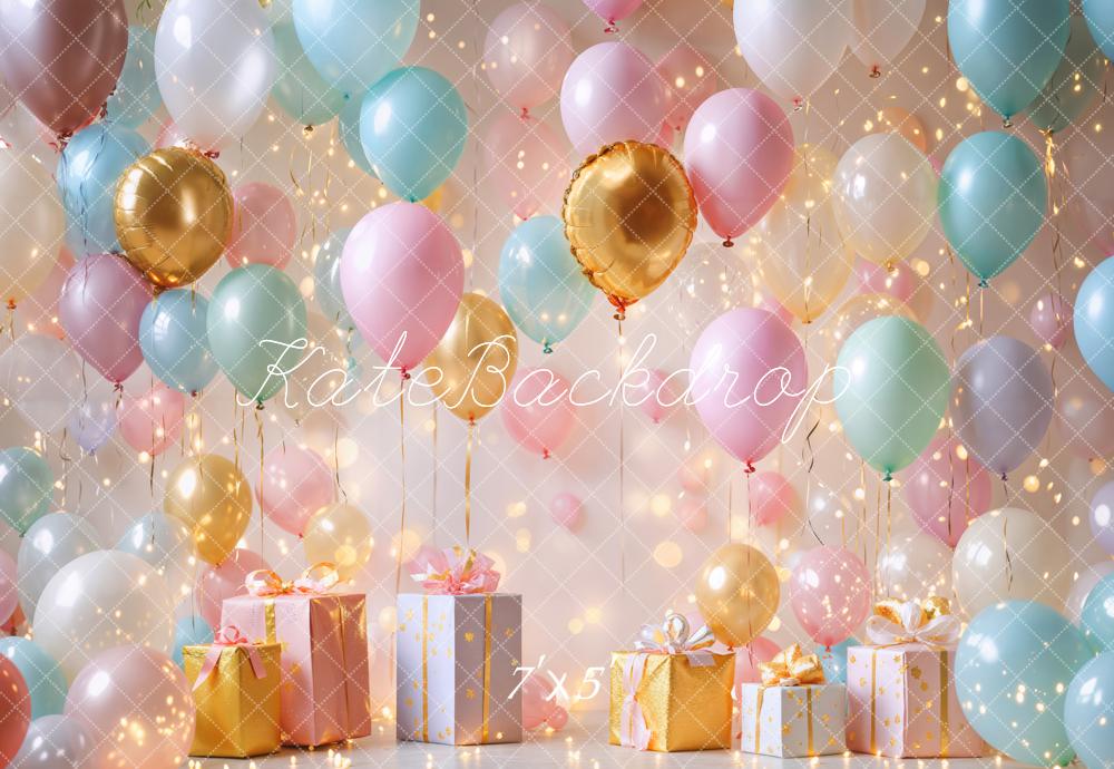 Kate Birthday Balloons Gifts Lights Backdrop Designed by Emetselch - Image 2